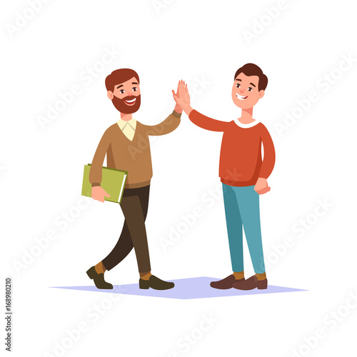 Meeting two businessmen and business handshake