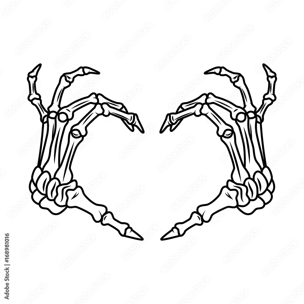 Skeleton hand showing heart shape. Vector illustration. Stock Vector