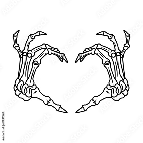 Skeleton hand showing heart shape. Vector illustration.