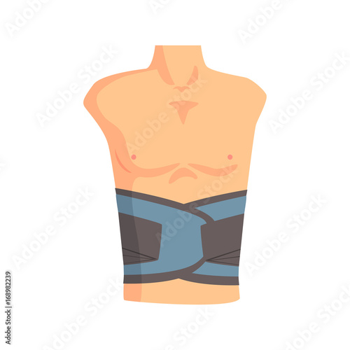 Orthopedic support belt used to support lumbar spine cartoon vector Illustration