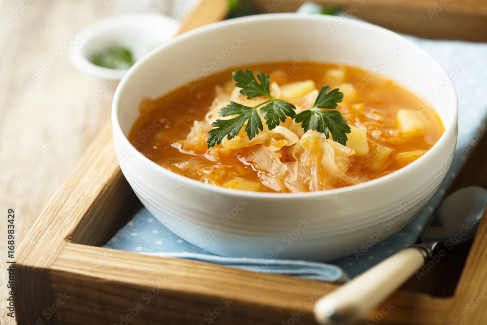 Sauerkraut soup with fresh parsley Sauerkraut soup with fresh parsley