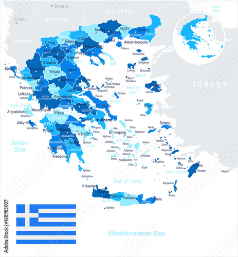 Greece - map and flag illustration