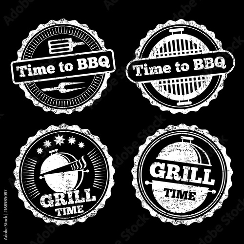 BBQ and grill time grunge labels design