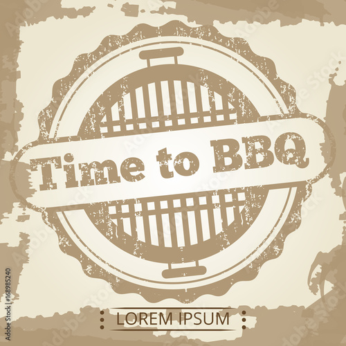 Time to BBQ grunge background with label