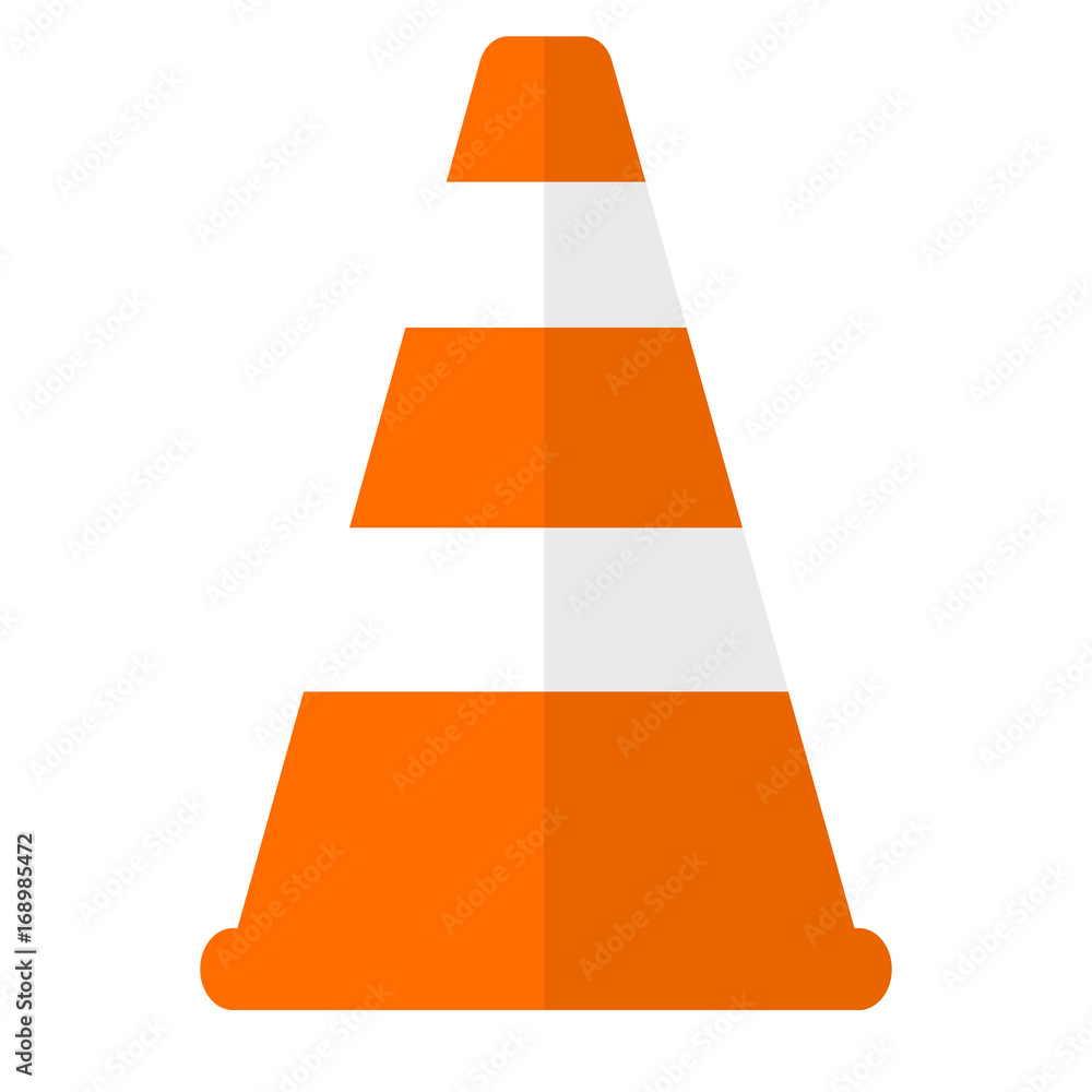 Road cone, safety gear and equipment flat icon, vector sign, colorful pictogram isolated on white. Symbol, logo illustration. Flat style design