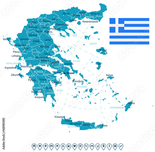 Greece - map and flag illustration