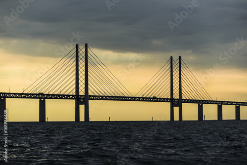 The bridge connecting Copenhagen and Malmo at sunset. © Kozioł Kamila