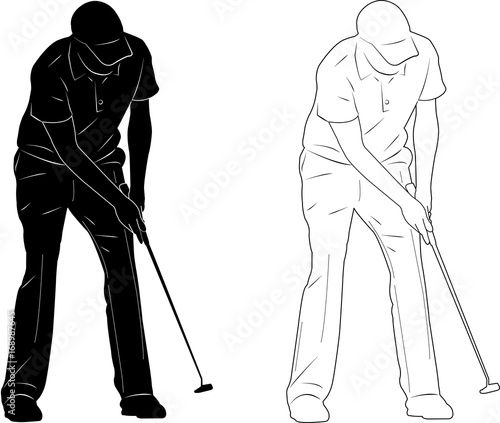 golf player silhouette - vector