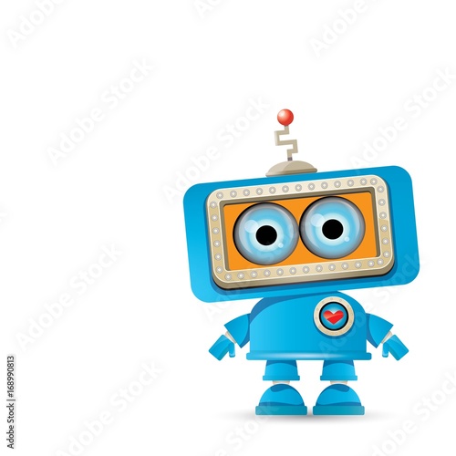 vector funny cartoon blue robot character
