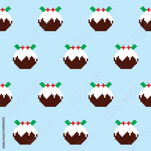 
Christmas pudding seamless pattern, Christmas jumper or sweater style, Xmas decor