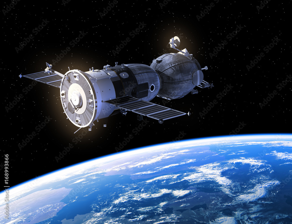 Spacecraft Flying Over The Planet Earth Spacecraft Flying Over The Planet Earth