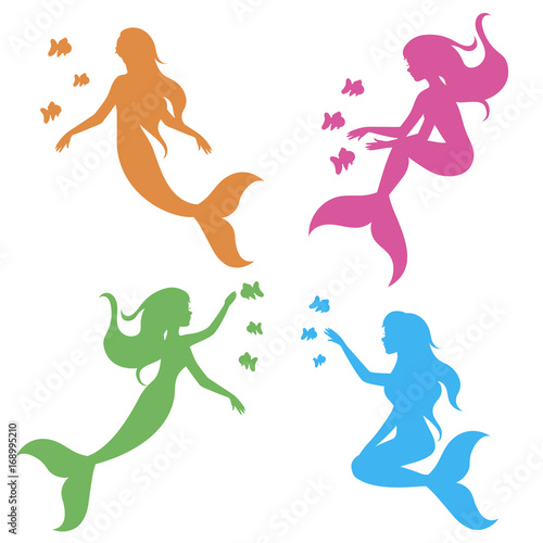 Vector drawing stencil shape mermaid