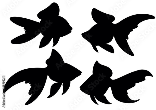 Vector drawing silhouette of a goldfish