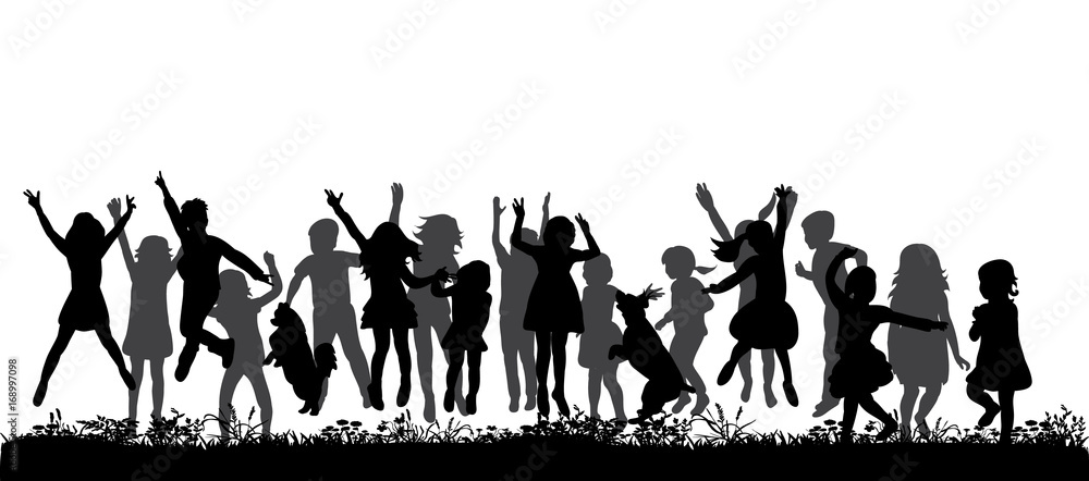 Vector, isolated, silhouette children play, childhood Vector, isolated, silhouette children play, childhood