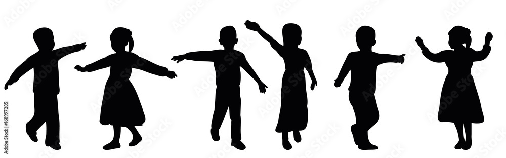  silhouette children playing, joy