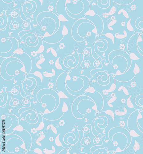 Vector, pattern flowers, seamless blue background