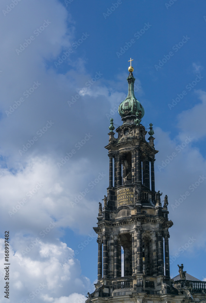 Tower of the catholic cathedral in Dresden, Hofkirche, Germany
