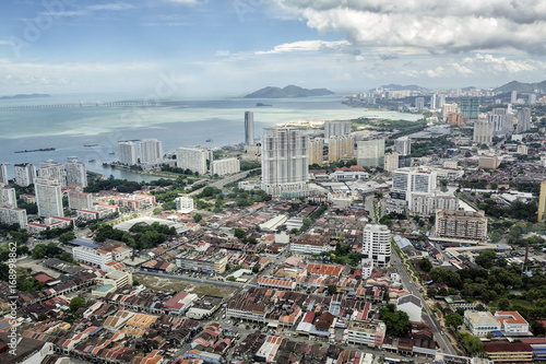 Aerial view of George Town, Penang, Malaysia.