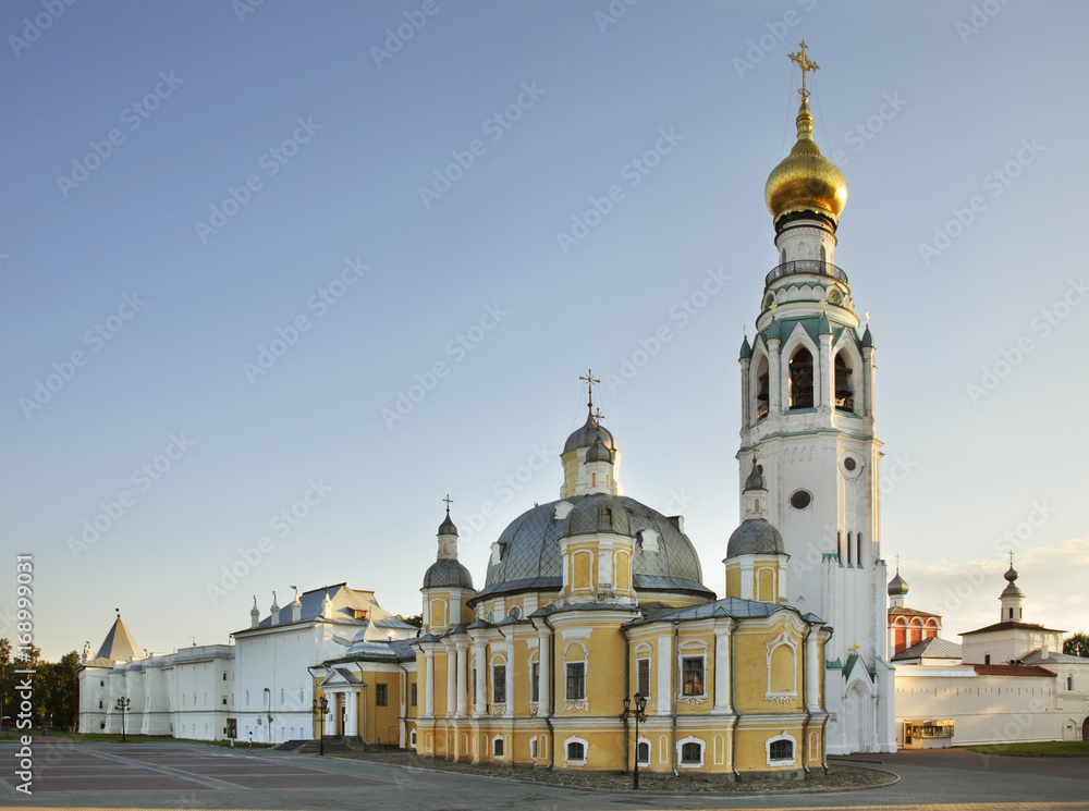 Resurrection Cathedral and bell tower of St. Sophia Cathedral at Vologda kremlin. Russia