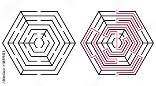 Abstract maze / labyrinth with entry and exit. Vector labyrinth 192.