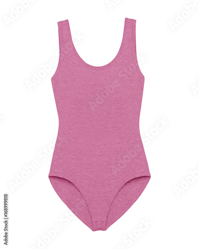 Pink woman sport bodysuit isolated white