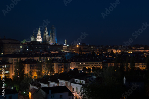 Night cityscape of Santiago de Compostela