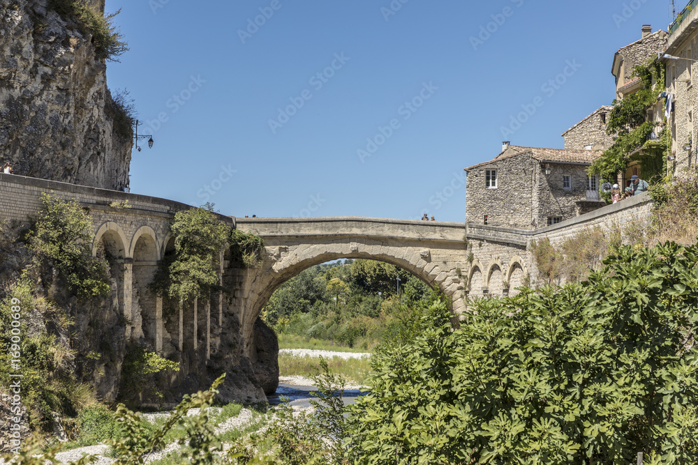historic roman bridge  in vaison la romaine