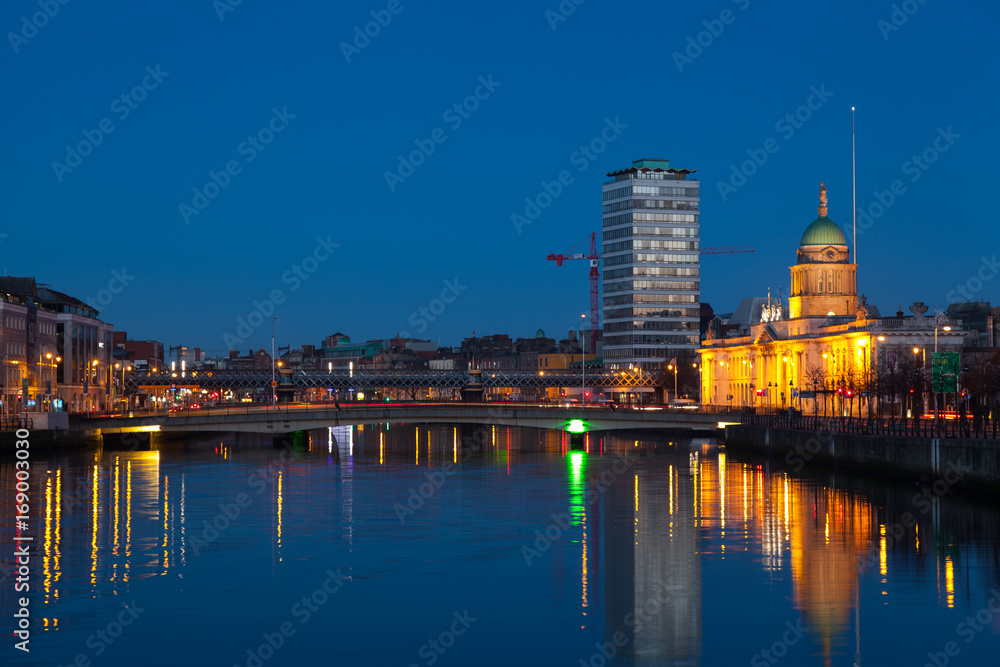 Liffey river in the early morning. Dublin, Ireland.