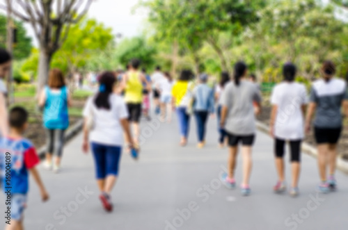Blurred background of people activities in park.