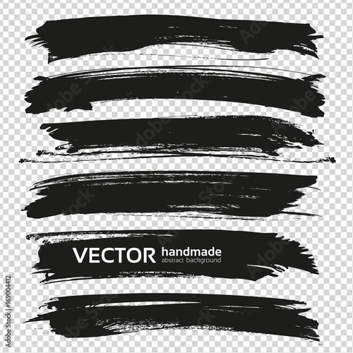 Wallpaper Mural Big black long thick brush strokes set isolated on imitation transparent background Torontodigital.ca