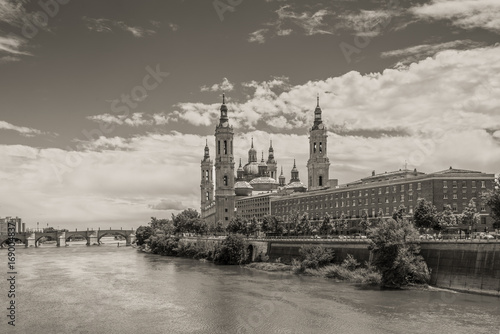 Cathedral from Ebro river in spring, Zaragoza, Aragon © Val Traveller