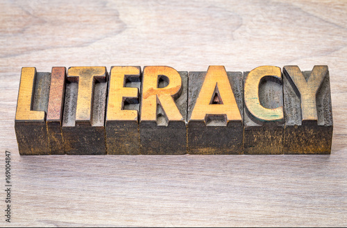 Принти на полотні literacy word abstract in woodtype