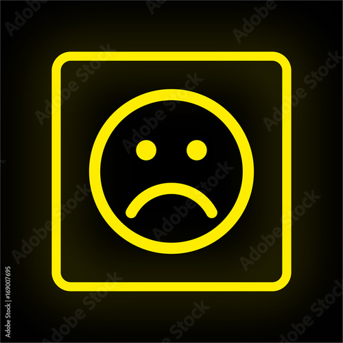 Neon Button App - Smiley traurig