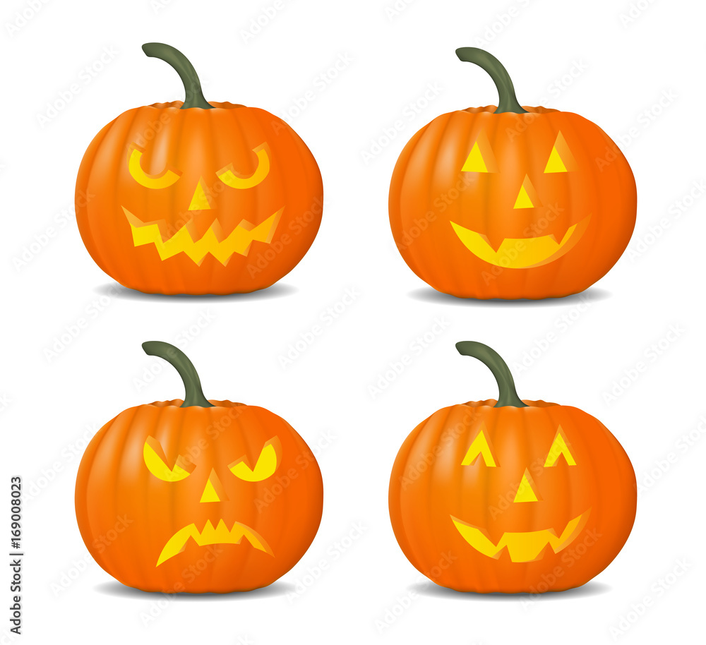Set of pumpkins for Halloween. Vector collection on white Set of pumpkins for Halloween. Vector collection on white