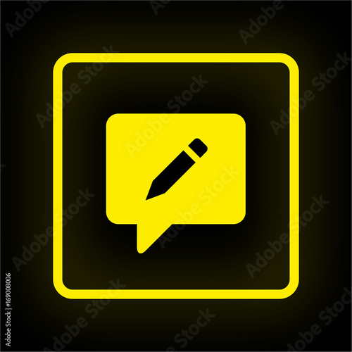 Neon Button App - Sprechblase mit Stift