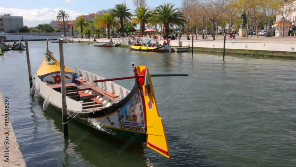Vouga river with traditional boats, Aveiro, Portugal Vouga river with traditional boats, Aveiro, Portugal