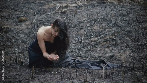 People and dying nature. Ecology concept