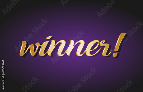 winner gold golden text postcard banner logo