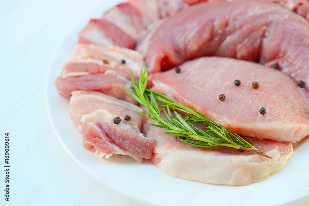 Fresh, raw pork with spices