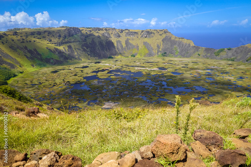 Rano Kau volcano crater in Easter Island