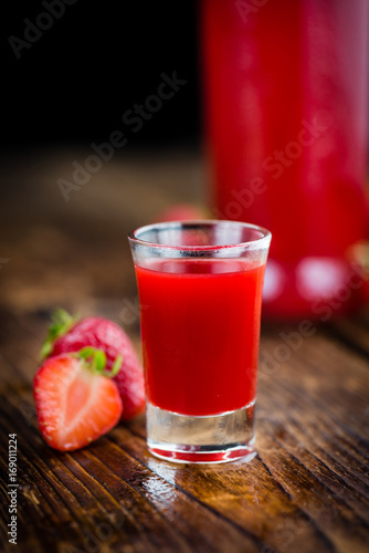 Fresh made Strawberry liqueur