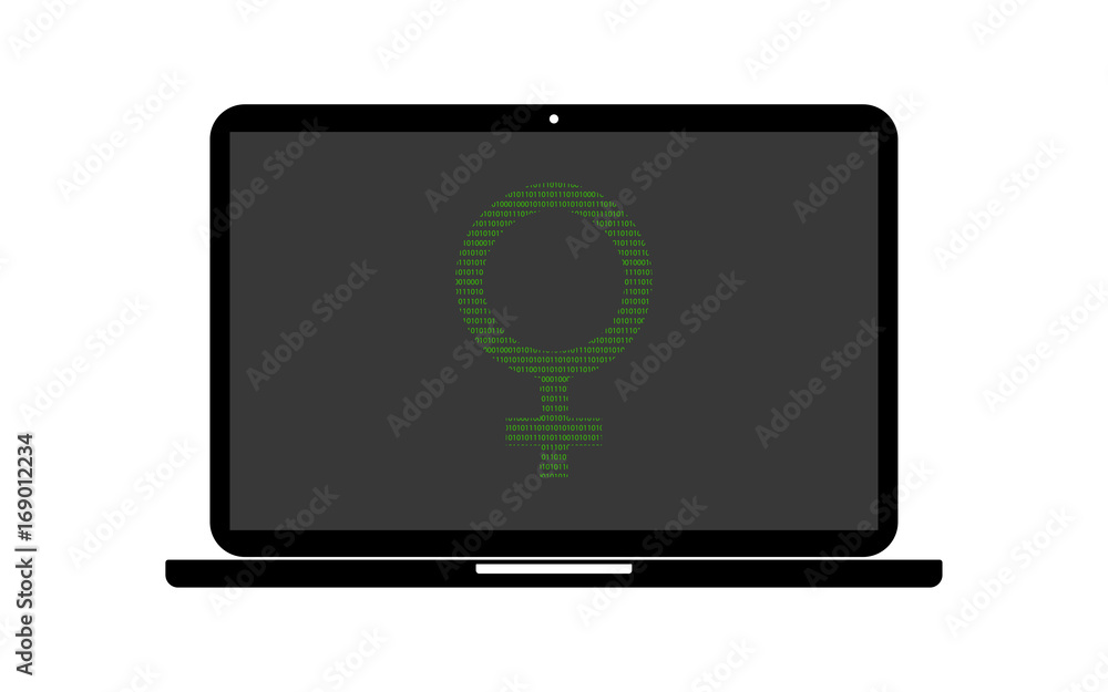 Hacker Laptop Geschlechtersymbol Frau