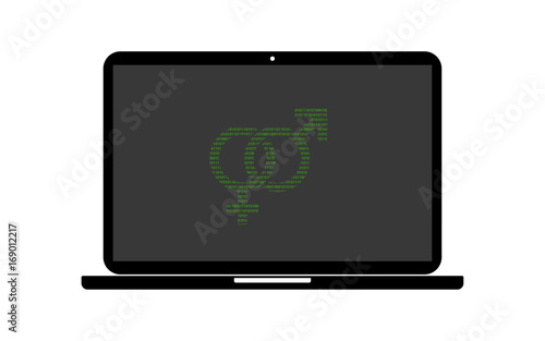Hacker Laptop Geschlechtersymbole