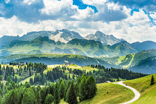panorama of alto adige region in northern italy on summer