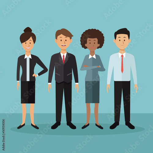 color background with full body people standing with formal suit clothes vector illustration