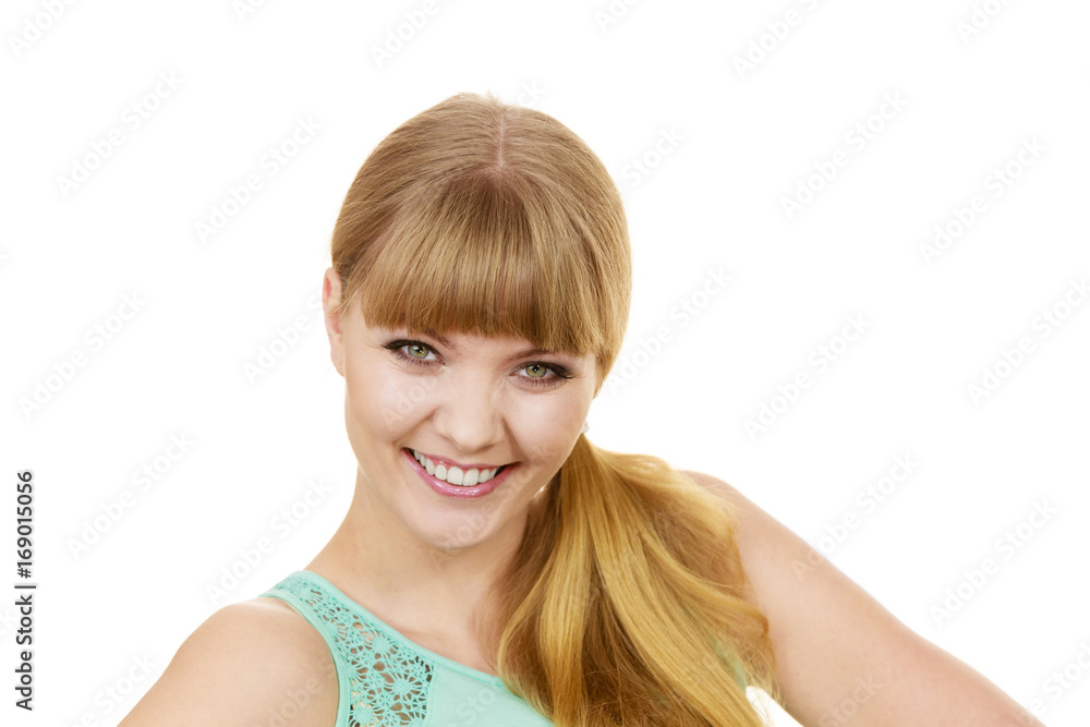 Attractive blonde girl smiling portrait Attractive blonde girl smiling portrait
