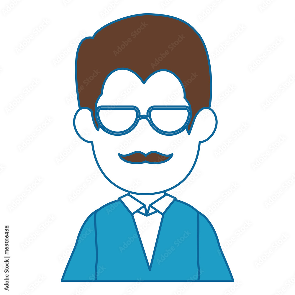 avatar man with glasses icon over white background vector illustration