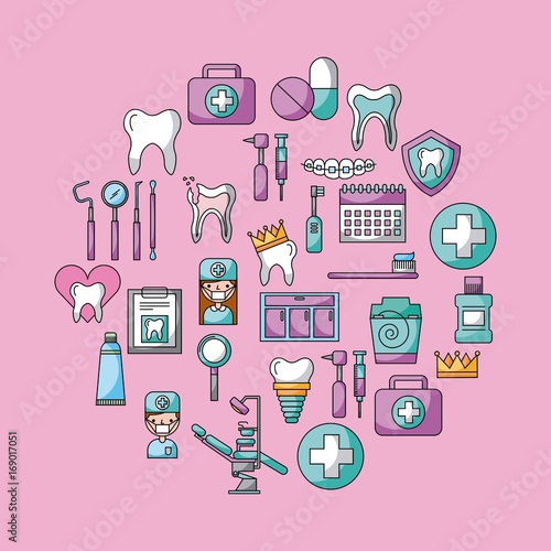 icon set dentist profession vector illustration design graphic