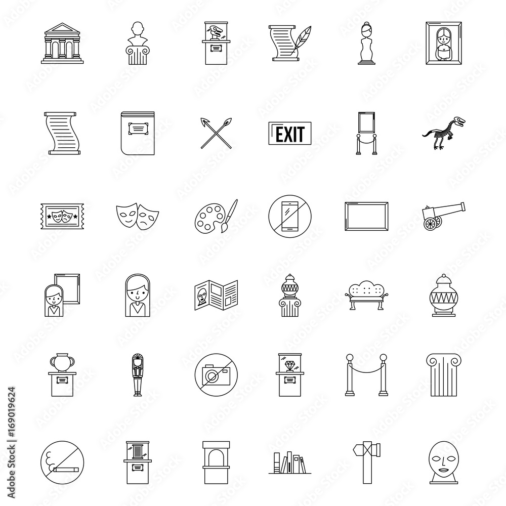 icon set history museum vector illustration design graphic