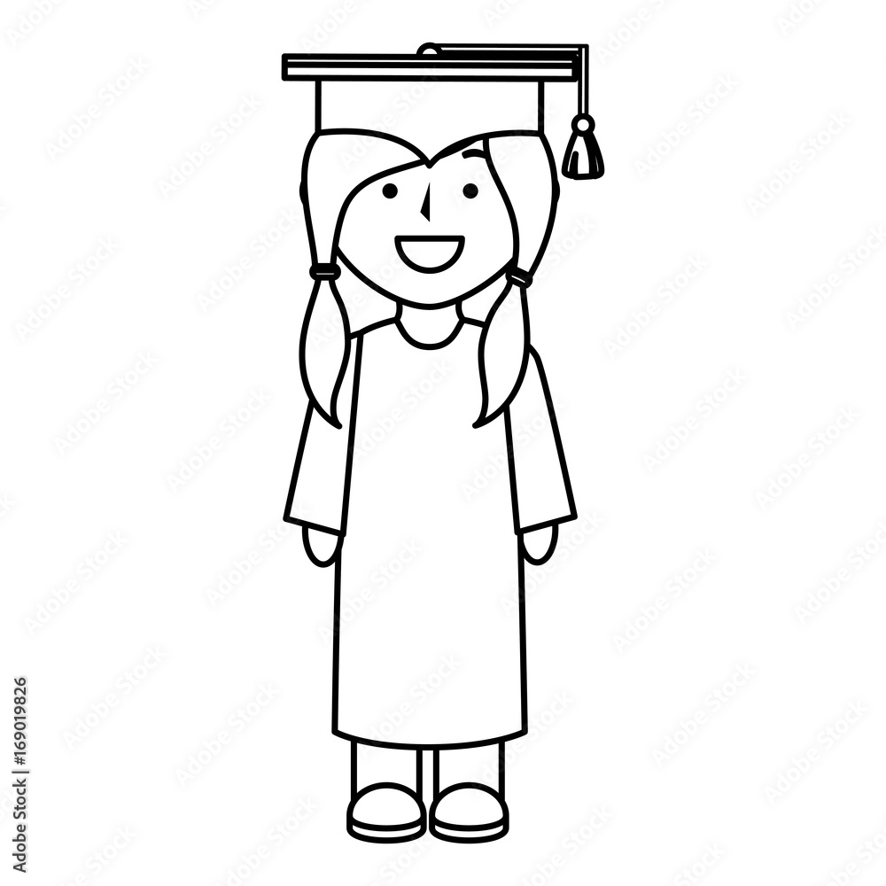 girl graduated avatar character vector illustration design